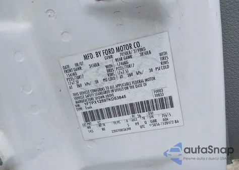 2007 Ford F-150 Lariat/Stx/Xl/Xlt из США, поврежденный, VIN 1FTPX12597KD53845